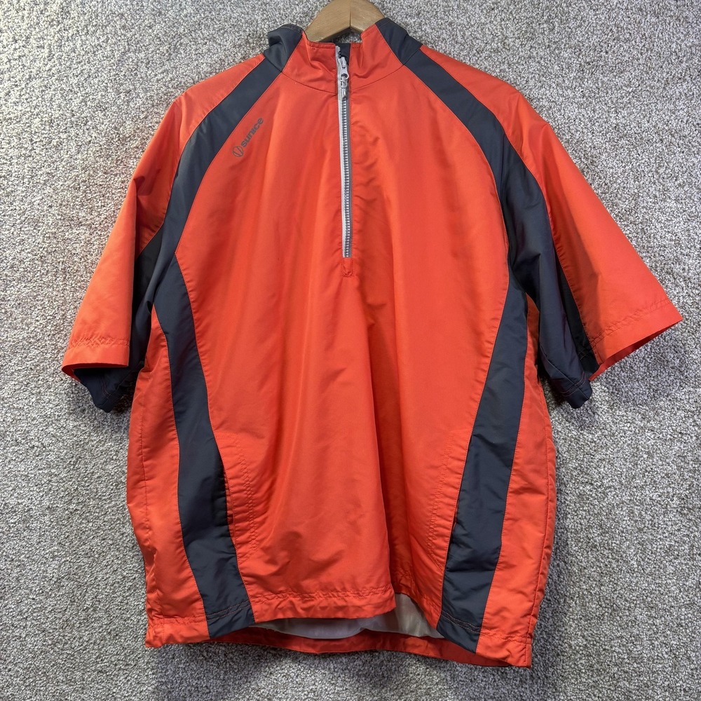 Sunice Sport Windbreaker‎ Jacket Mens XL Orange Gray 1/2 Zip Short Sleeve Golf